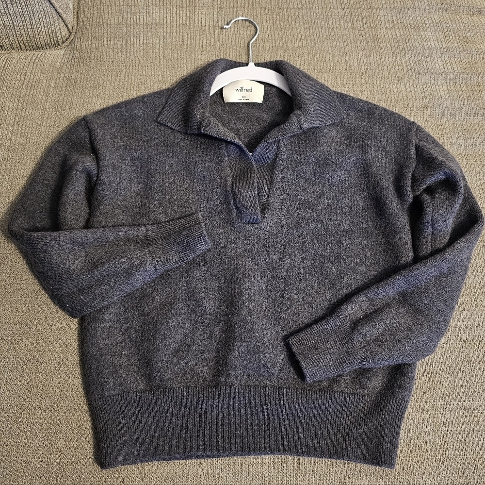 Wilfred Charcoal Gray Casual Soft Neutral Cropped Sweater Size 2XS
